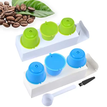 

3 Pcs Reusable Coffee Capsule Filter Cup for Nescafe Dolce Gusto Refillable Caps Spoon Brush Filter Baskets Pod Soft Taste Sweet