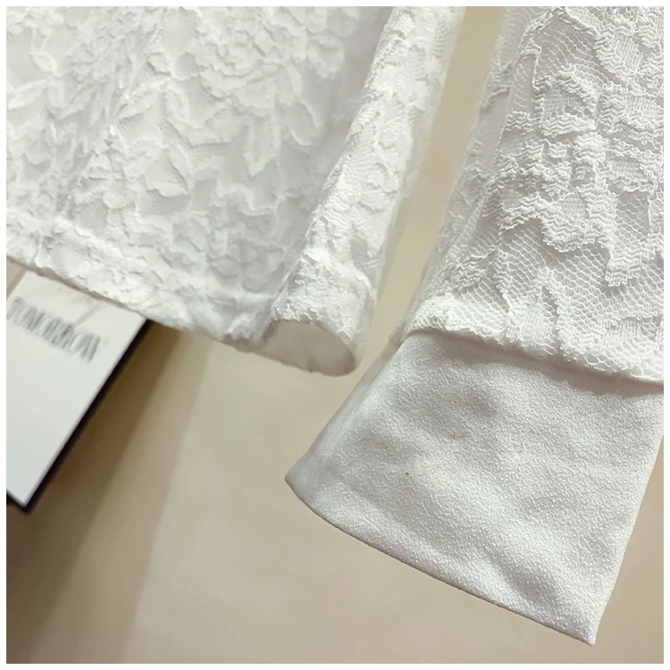 Plus Velvet Cotton Lace Shirt Women's Long Sleeve Autumn Winter All-match Shirt Tops Temperament Interior Jacket Girls Ladies