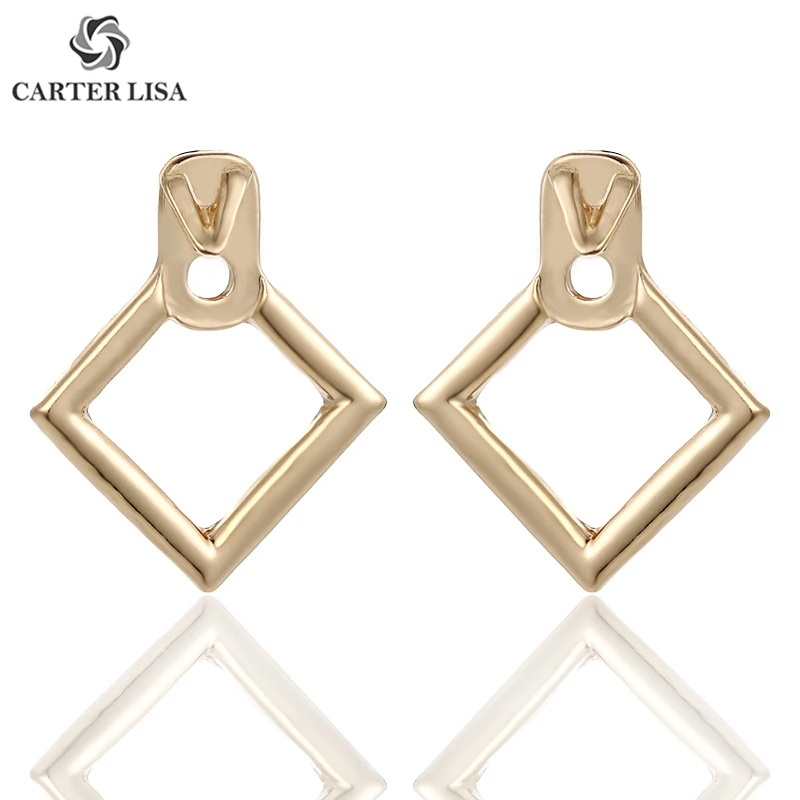 

CARTER LISA Fashion Jewelry Earrings Gold/Silver Small Geometric Square Metal Stud Earrings Best For Women HSEZ248000