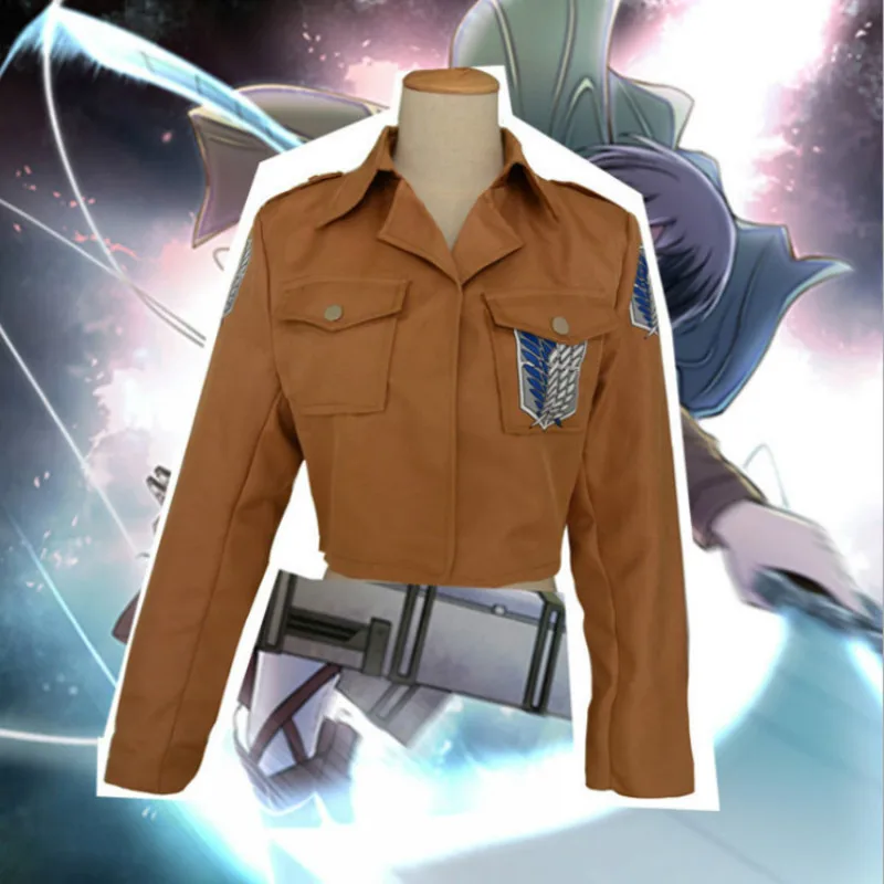 Женский кожаный костюм Levi Ackerman для косплея из аниме Атака Титанов с кожаной юбкой