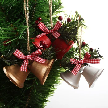 

Red Jingle Bells Christmas Tree Ornaments Party Decoration Christmas Green White Metal Bell Pendants With Ribbon 5cm Bell SD
