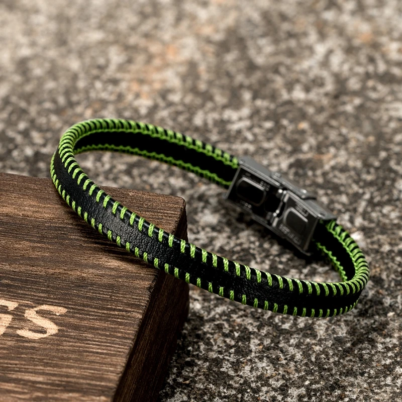 Bangle Bracelet Leather Bracelet Stainless Steel Bracelet Leather Magnetic Bracelet MKENDN Fashion Handmade Leather Bracelets for Men Women Rainbow Wristband Stainless Steel Casual Personalized Bangle