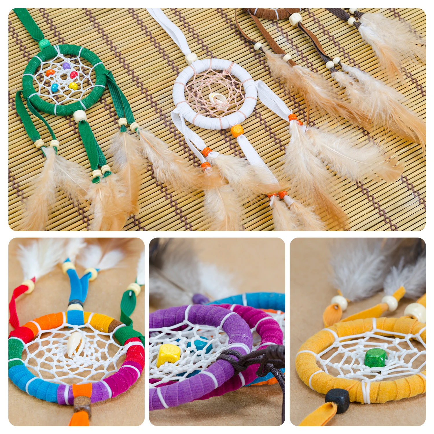 Wall Art Decor Wall Hanging Pendant Dream Catcher Wall Decoration Christmas Ornament 4Pcs Dream Catcher Metal Hoops Set 2/4/6/8 inch