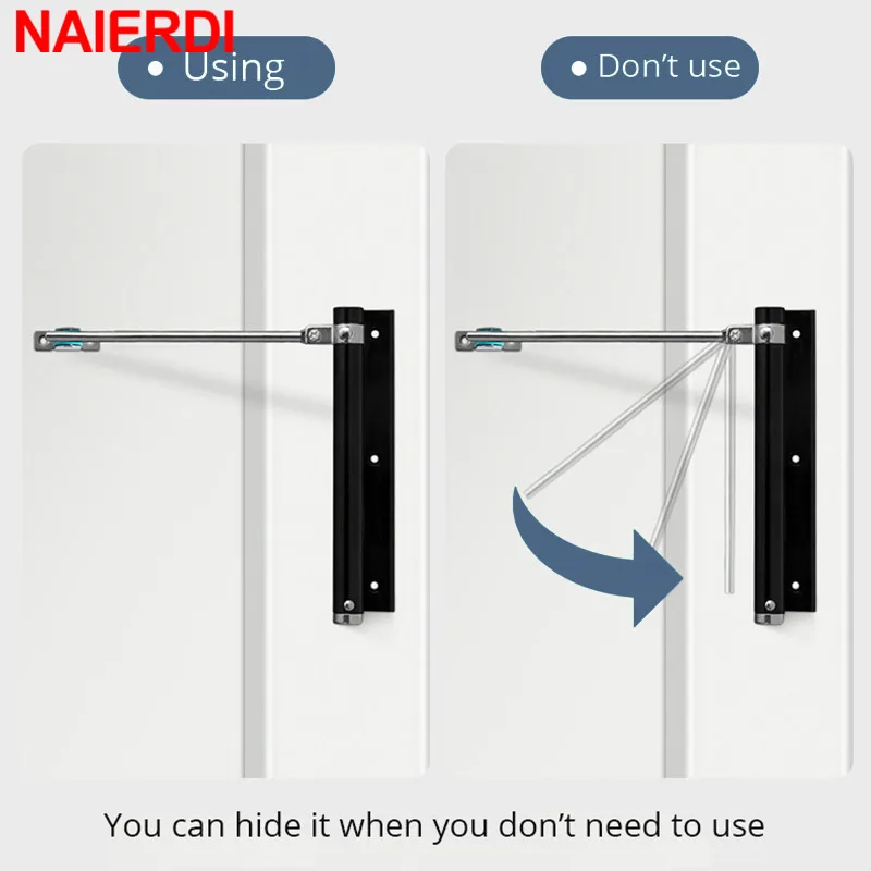 NAIERDI Aluminum Alloy Adjustable Door Closer 50KG Automatic Door Closer Pulley Silent Soft Close Heavy Duty Hardware