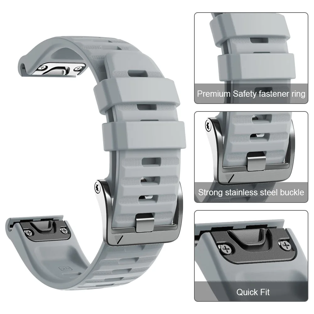 26mm 22mm Band For Garmin Fenix 6X 6X Pro 5X 3 Soft Silicone Strap with Quick 2