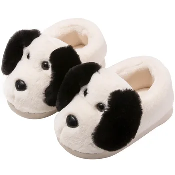 

Girls cotton slippers winter kids shoes baby plush velvet warm indoor slippers children boys fashion dog cotton shoes