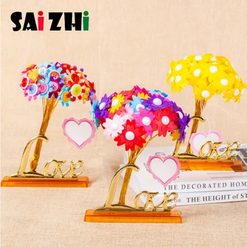

Saizhi Creative Colorful Button Design Bouquet Kids DIY Handcraft Flower Toy Educational Buttons Threading Handmade Flowers Toy