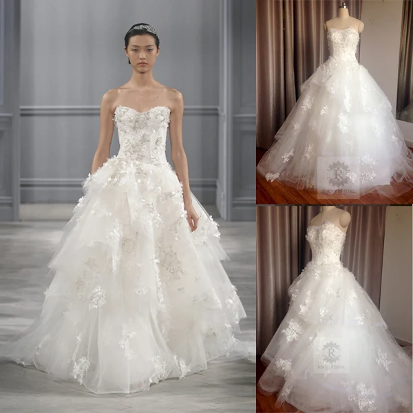 

free shipping new hot sexy romantic 2016 casamento appliques lace flowers vestido de noiva longo wedding dress ball Bridal Gown