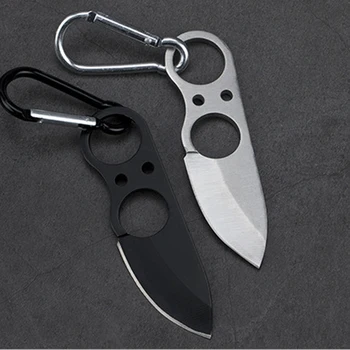 

Mini Self-defense EDC Fixed Blade Knife Carabiner Outdoor Small Straight Knife Wild Portable Knife Hand Tool With Nylon Bag