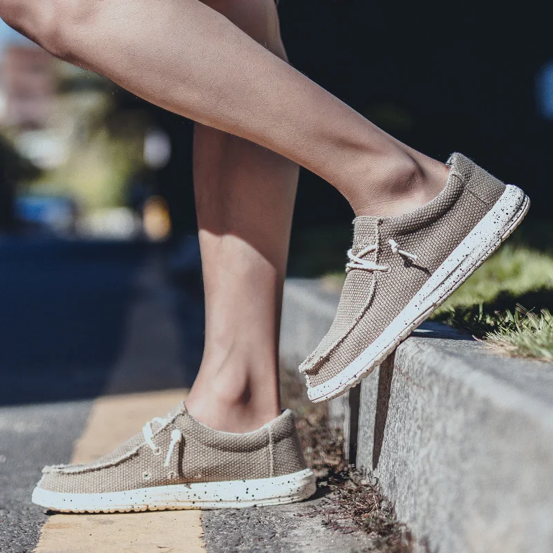 Продажа KATESEN 2019 г.; летняя парусиновая Мужская обувь; дышащая повседневная обувь для вождения; удобная мужская обувь на плоской подошве без застежки;...