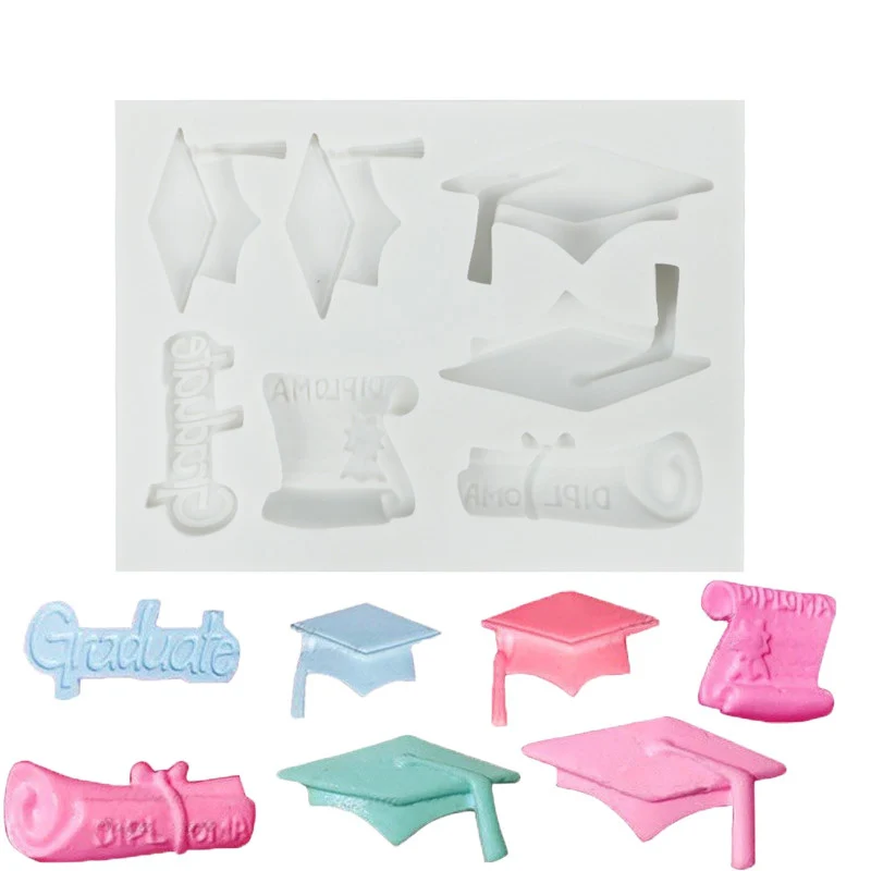 

Graduation Hat Fondant Cake Mould DIY Baking Tool For Cakes Silicone Cake Decoration Tools Scroll Certificate Sugar Mold