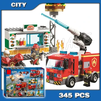 

345pcs City Arctic Burger Bar Fire Rescue Firefighters Grill Chef 11213 Figure Model Building Blocks Boys Compatible with Lago