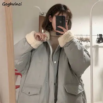 

Parkas Women Oversize Patchwork Turn-down Collar High Quality Thick Womens Winter Coat All-match Streetwear Ulzzang Fashion Chic