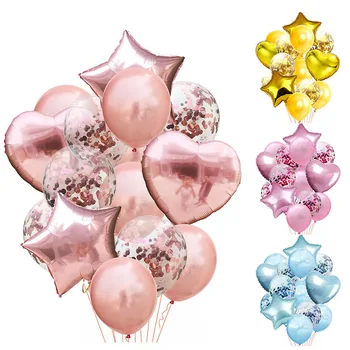 

14pcs Balloon Set Bouquet Bundle Confetti Balloon Happy Birthday Party Helium Ballons Baby Shower Party Wedding Supplies