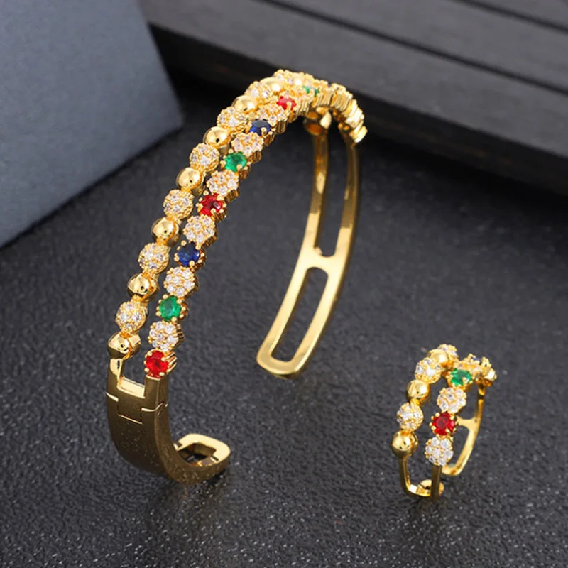 

Zlxgirl роскошный корейский стиль AAA кубический циркон браслет и кольцо женский классический браслет в стиле зиди Свадебный комплект ювелирных изделий