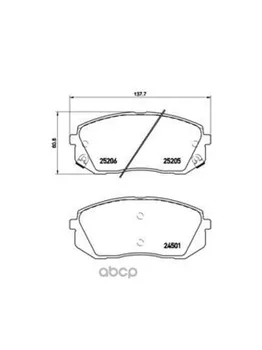 

Brake disc pads front. Hyundai i40 (VF) 03/12- / Hyundai i40 CW (VF) 07/11- / Hyundai Brembo art. p30056