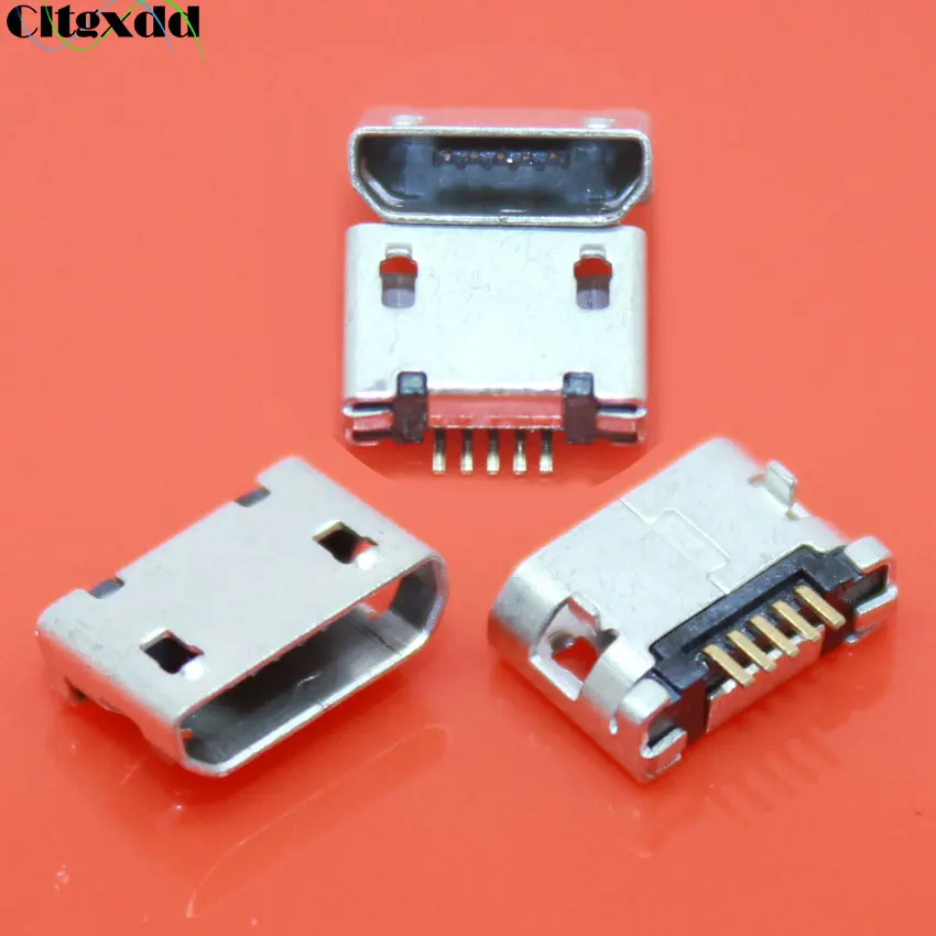 

Cltgxdd 10PCS Micro USB Jack 5Pin Flat DIP Tail Socket Micro USB Connector Charging Port For Samsung Lenovo Huawei ZTE HTC ect