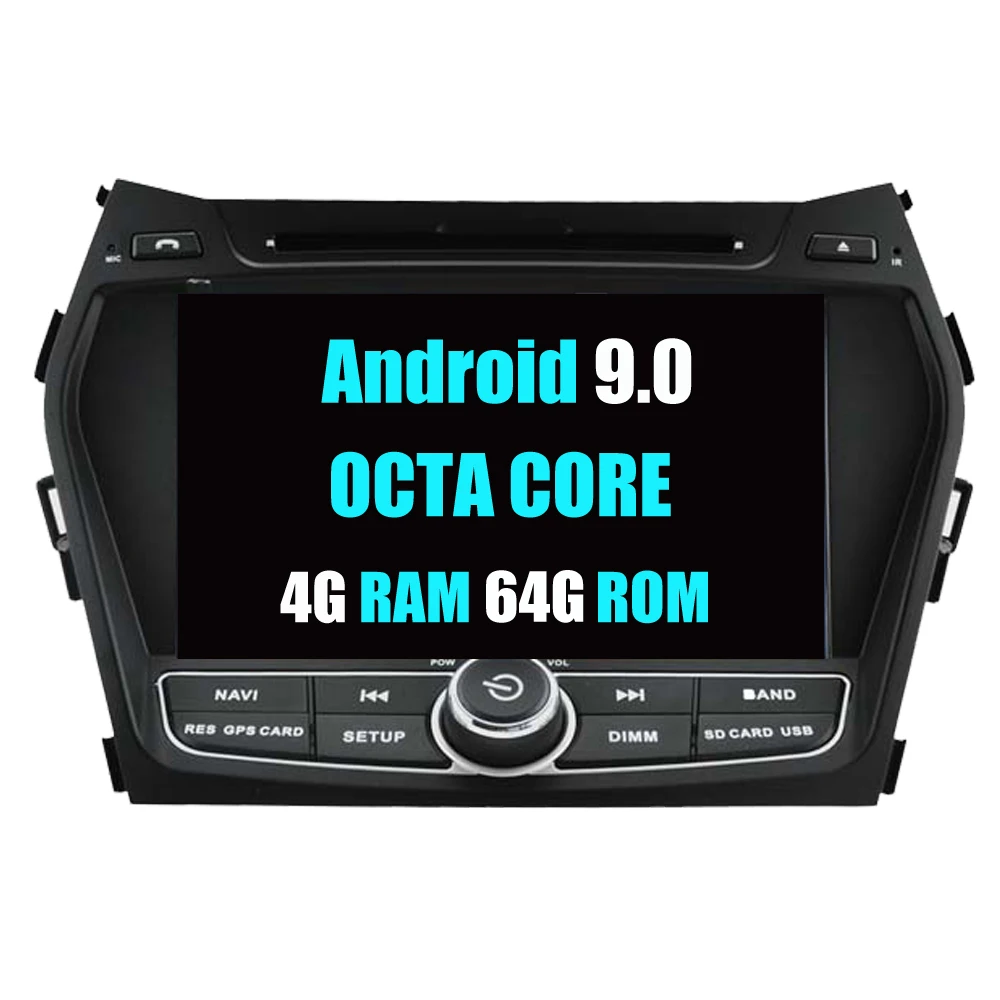 Perfect RoverOne Car Radio DVD GPS For Hyundai IX45 Santa Fe Android 9.0 Octa Core Touchscreen Multimedia Player Head Unit Bluetooth 2