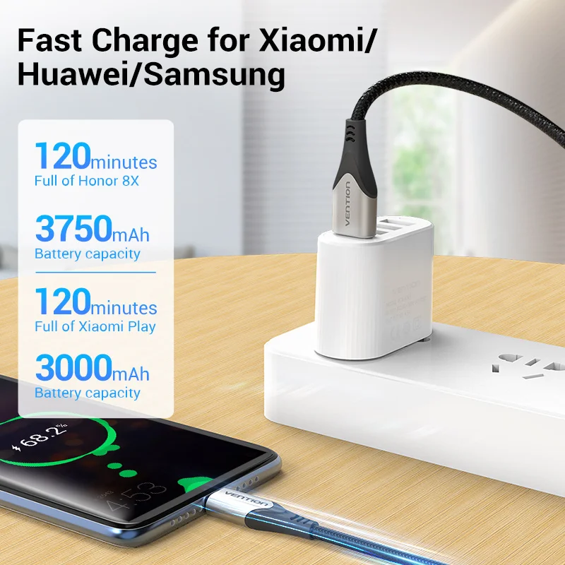 Vention Micro USB kabel 3A nylonowa szybka ładowarka USB typ C kabel danych do Samsung Xiaomi LG Android Micro USB kable telefonów komórkowych 2 Vention Micro USB kabel 3A nylonowa szybka ładowarka USB typ C kabel danych do Samsung Xiaomi LG Android Micro USB kable telefonów komórkowych 2