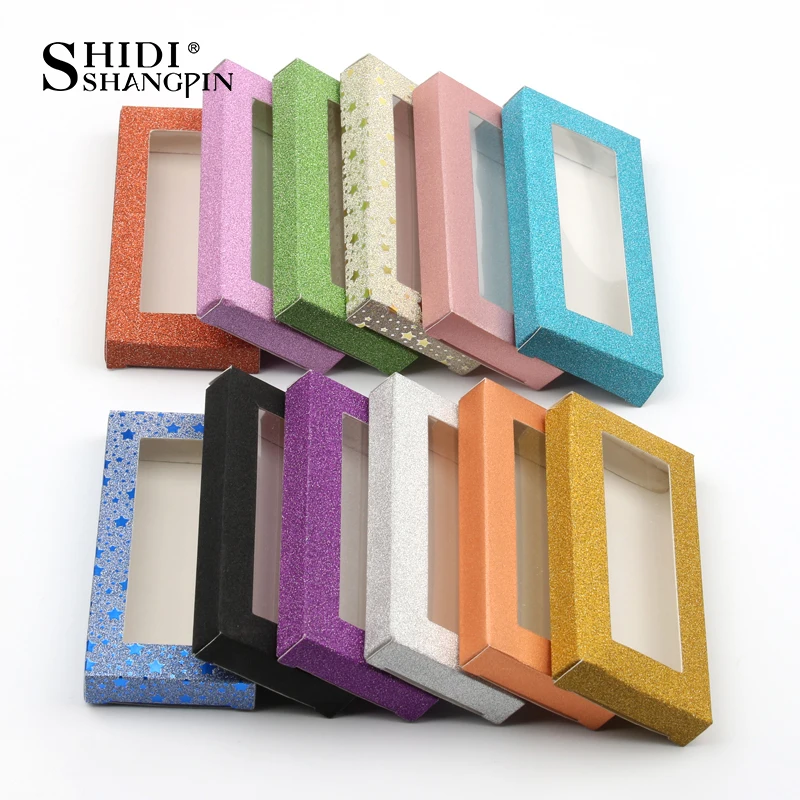 Wholesale 50 pcs Paper Eyelashes Boxes Glittering Box False Eyelashes Container Lash Boxes Customize Packaging For Eyelashes afbeelding