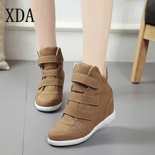 XDA; модная обувь на платформе; женские ботильоны; удобные кроссовки на скрытой танкетке; женские повседневные Ботинки martin из флока; женские ботинки; B184