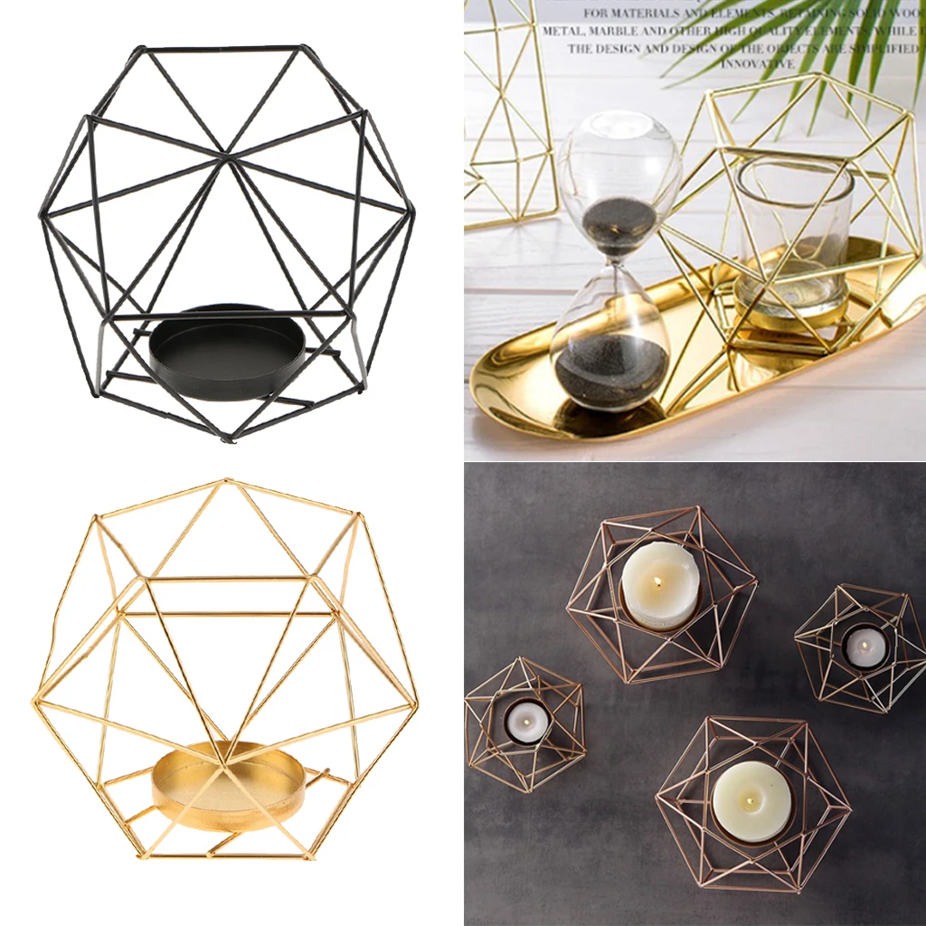 8x Nordic Style Geometric Candle Holder Iron Tea Light  Candlestick Tabletop