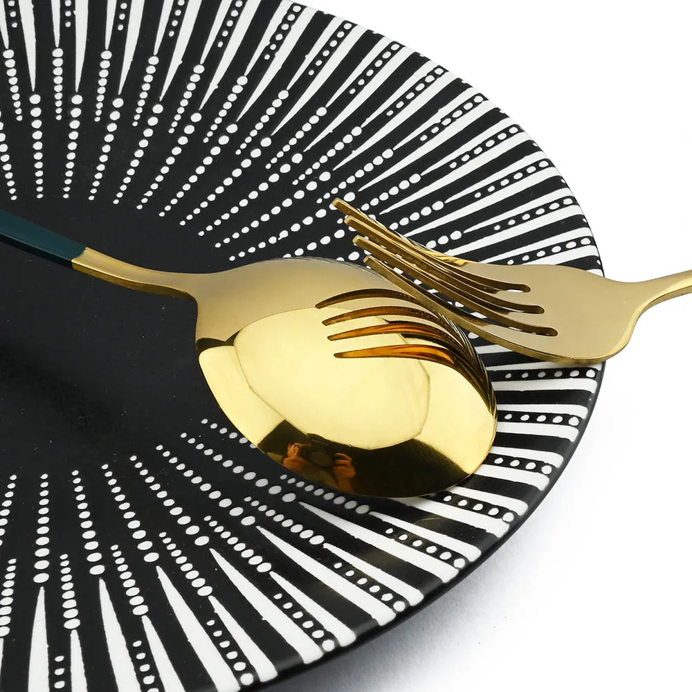 Cutlery Set Dinnerware Set Dinner Knife Fork Spoon Tableware Set Stainless Steel Flatware Silverware Wedding Hotel Glossy Black Cutlery