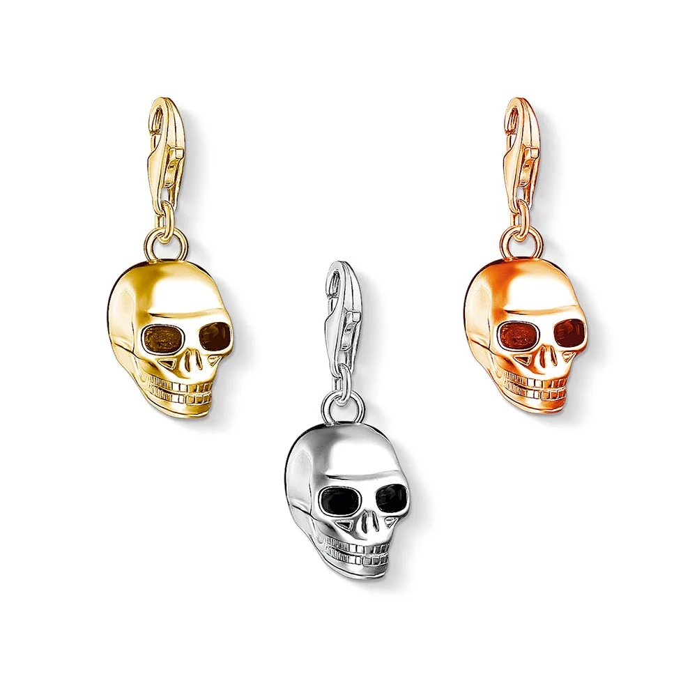 

Silver/Gold/Rose Gold Charms Skull 925 Sterling Silver Punk Pendants DIY Bracelets Necklace Making Handmade Jewelry Women Men