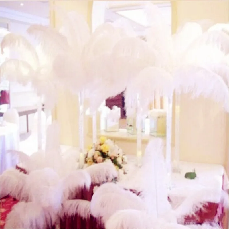 

100 Pcs/Lot 45-50 CM 18-20" Top Quality Fluffy White Ostrich Feather For Wedding Decoration Supplies