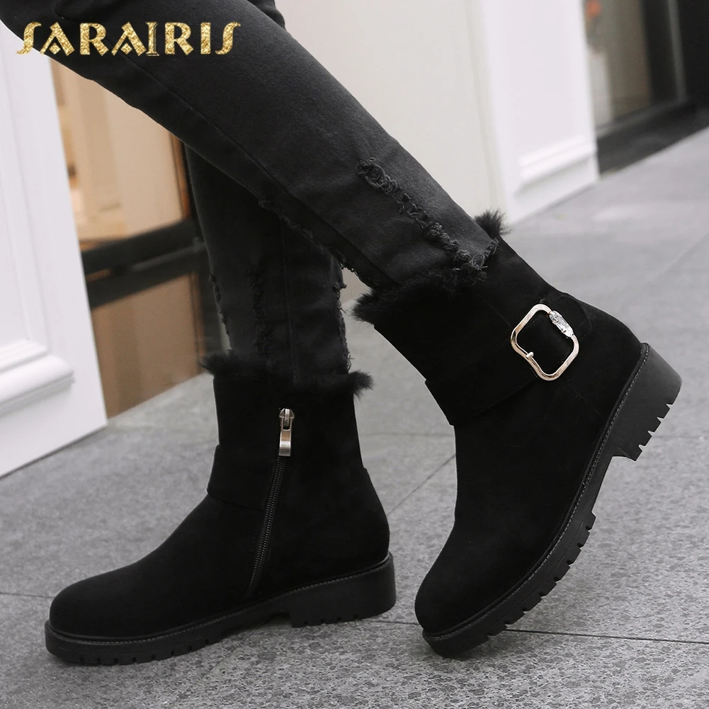 

Sarairis 2020 new arrivals Hot Dropship Big Size 30-43 Casual Shoes Women Boots Chunky Heels Zip Up Ankle Boots Woman Shoes