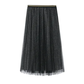 

Chiffon Skirt Urban Outfitters Women Pleated Skirts 2020 Spring And Summer New Style Mid-Calf Elegant Empire Mesh Skirt