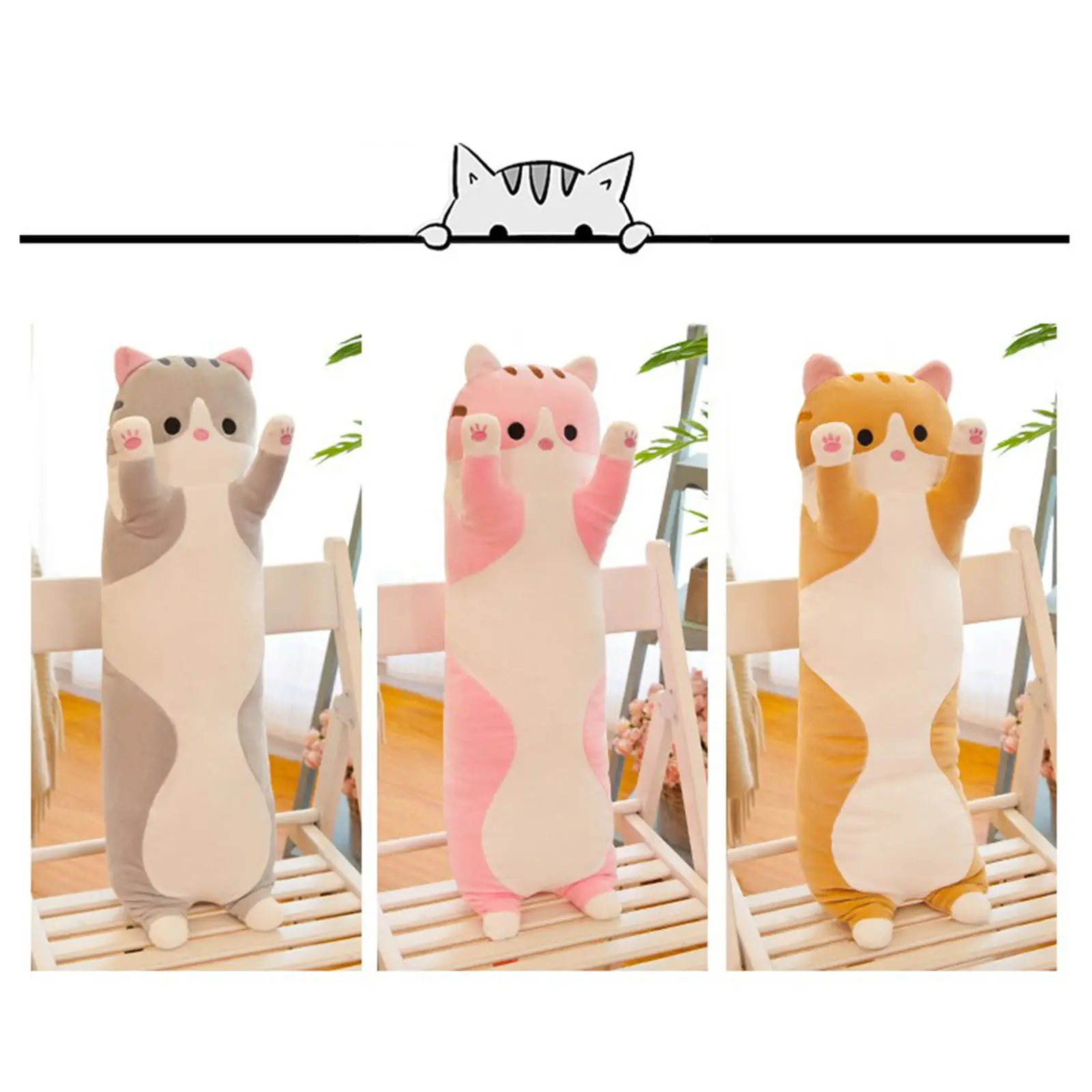 Милая плюшевая кукла-кошка искусственная игрушка длинное тело мягкая приятная