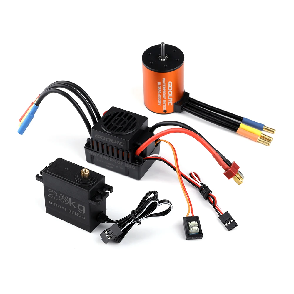

High Quality GoolRC Motor Combo Set 3650 4300KV Motor 60A Brushless ESC 25kg Servo w/ 25T Servo Arm for 1/10 RC Car Off-road
