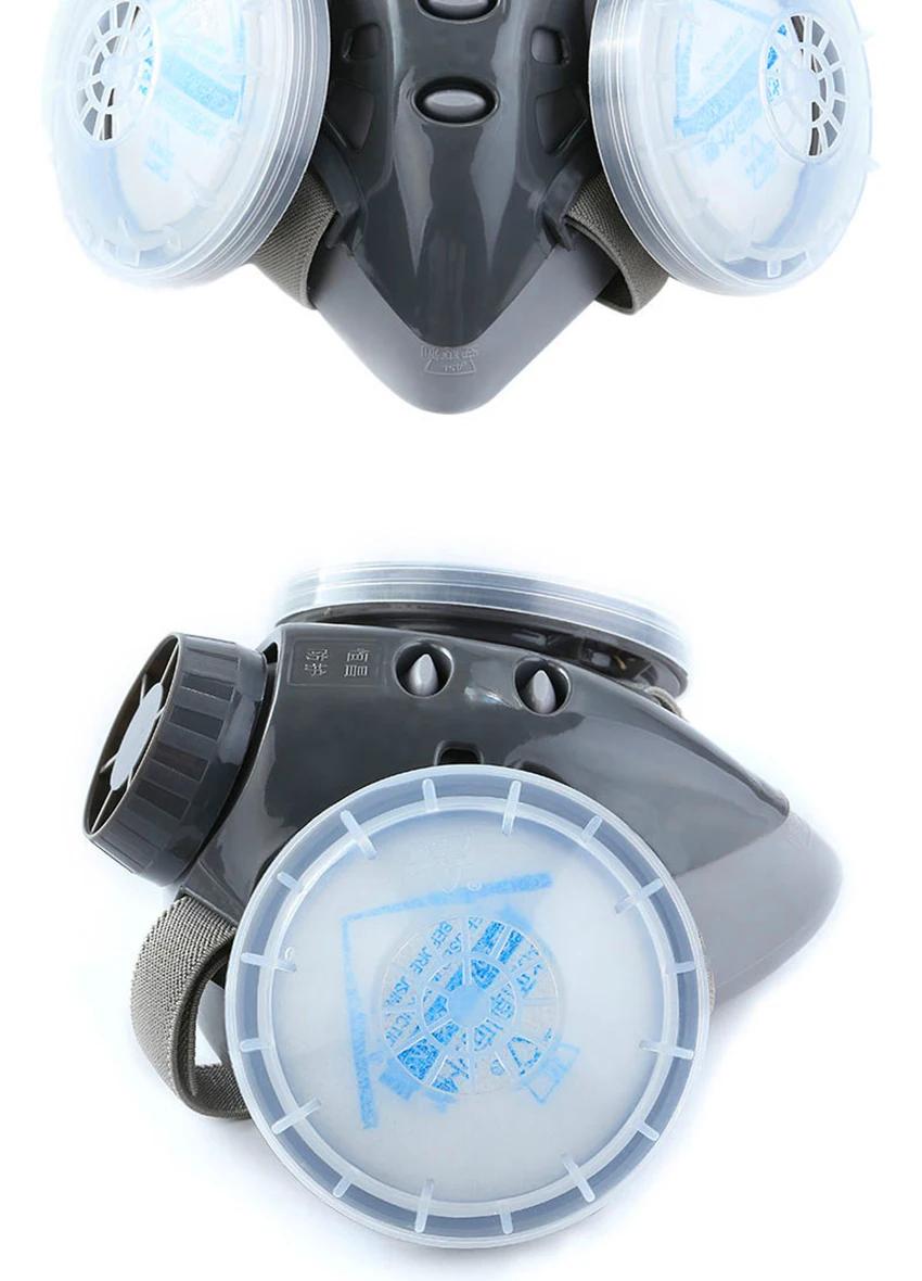 Респиратор маска (плюс защитные очки)-противогаз с 3 фильтром для дыхания защита глаз от пыли, органических паров, химических веществ