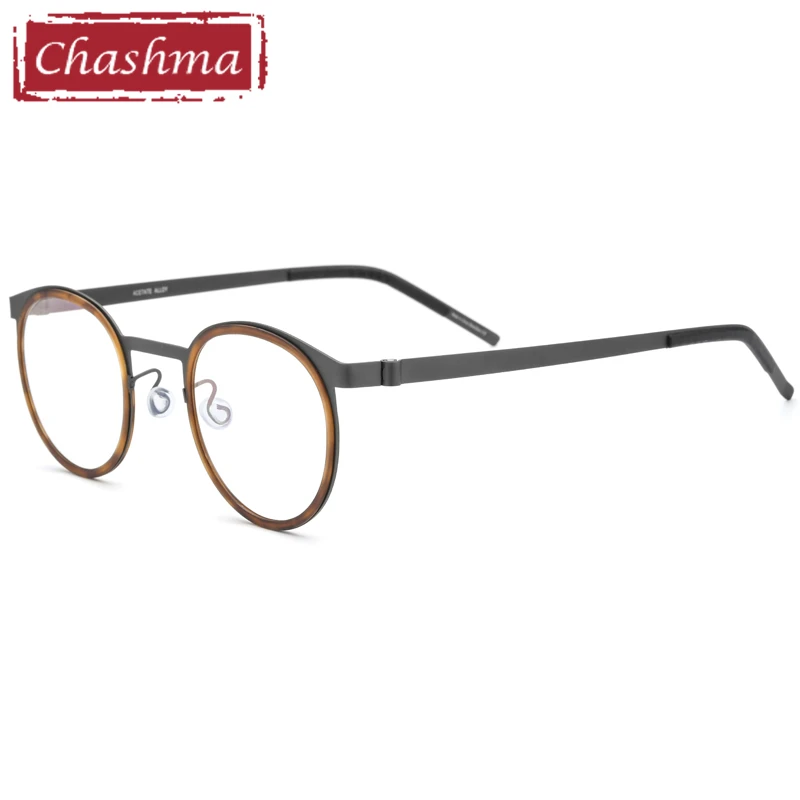 

Chashma Screwless Eyewear Round Men Titanium Prescription Optical Frame Women Light Retro Glasses
