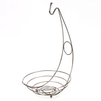 

2 In 1 Banana Hook Stand Dinning Hanger Plated Iron Rustproof Bowl Decorations Fruit Basket Kitchen Home Desktop Living Room