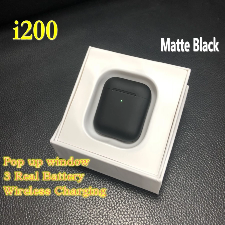

Matte Black i200 TWS Earphone 1:1 Replica Pop up Wireless Headphone Wireless Charging PK w1 H1 chip i60 i80 i500 i1000 tws