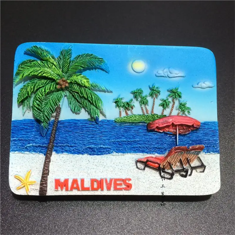 Креативные сувенирные магниты на холодильник, наклейки s смолы цвета морской волны, песочный шезлонг кокосовое дерево магнит наклейка на холодильник - Цвет: A