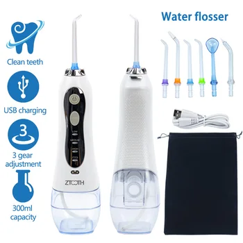 

ZTOOTH Portable Oral Irrigator USB Rechargeable Water Flosser Dental Water Jet 300ML Water Tank Waterproof Teeth Cleaner 3Mode