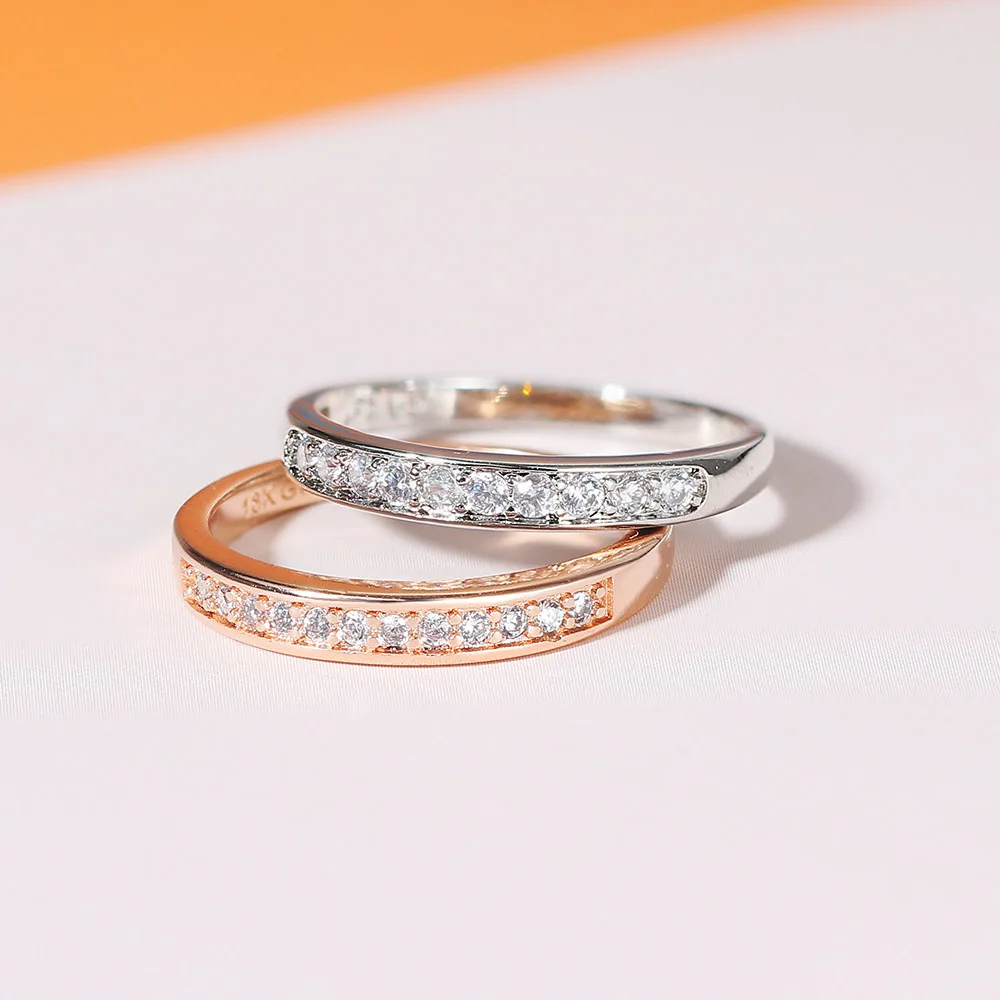 Classic Circle Dainty Rings Women Rose Gold Color AAA+Cubic Zirconia Wedding Promise Female Ring Fashion Jewelry R062 wedding rings round rings womens ring cubic zircon ring finger rings jewelry rings ring jewelry