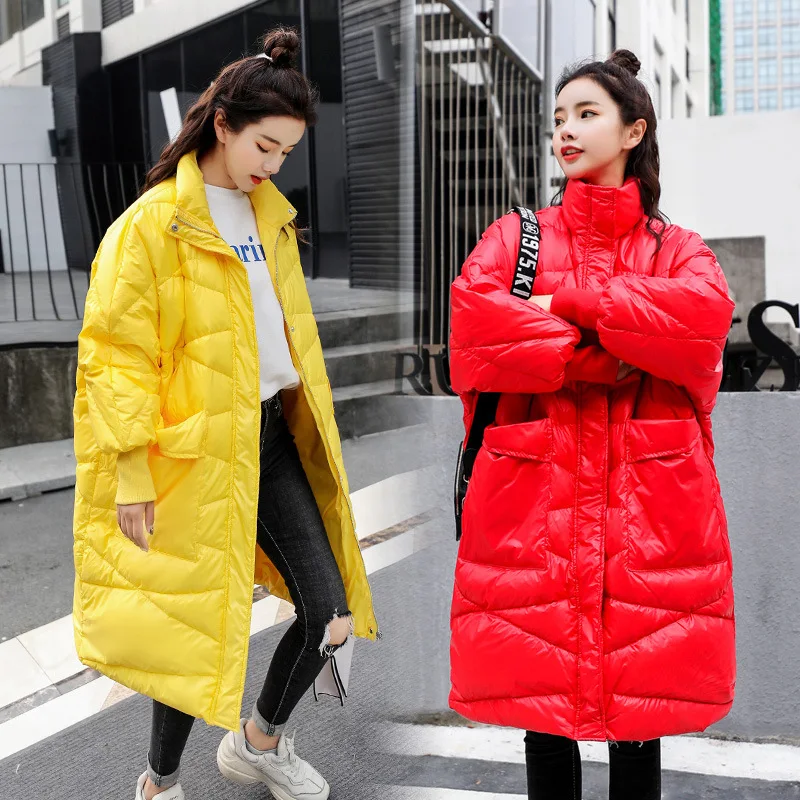 

Mid-length Cotton-padded Clothes 2019 Winter Korean-style New Style Bright Skin Fashion Comfortable Cool Bread Cotton Coat