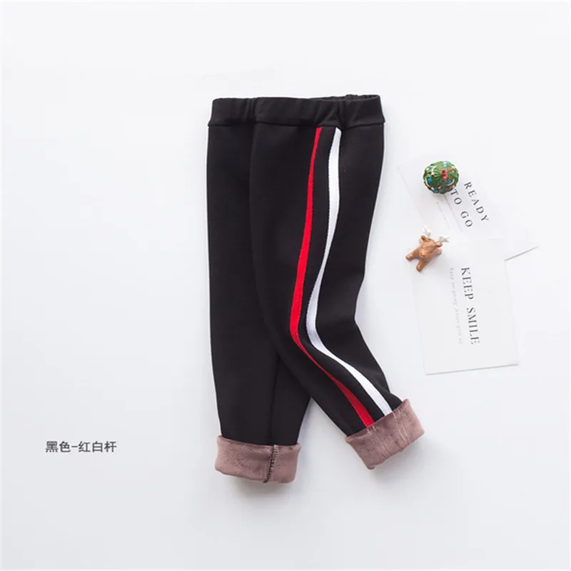 New Girls Warm Pants Winter Children Thicken Outwear Pants Cotton Stripe Kids Long Trousers Baby Casual Trousers 3-8year