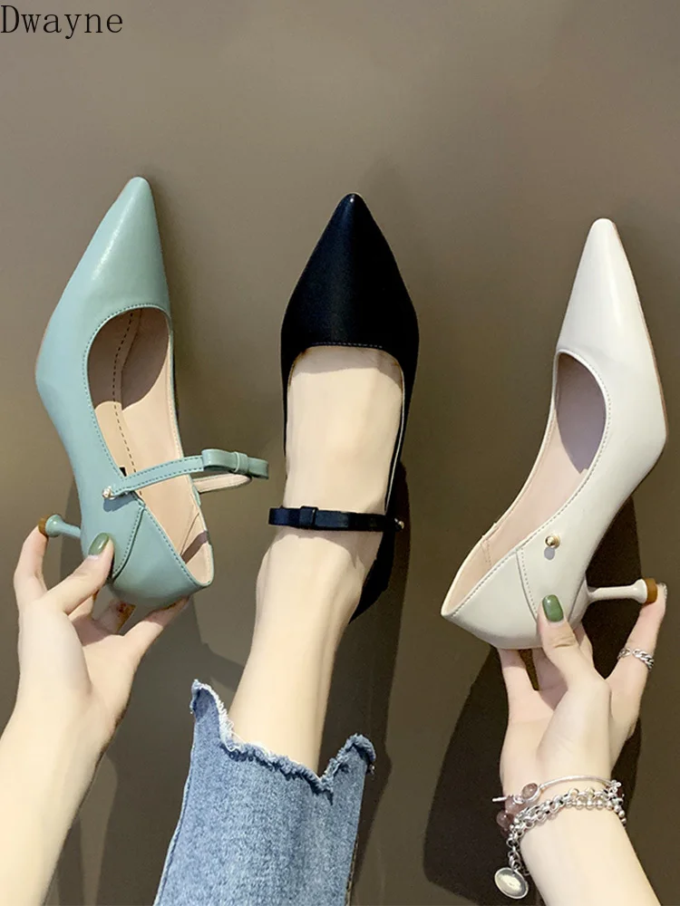 

Temperament Simple High Heels 2019 New Pointed Stiletto Work Shoes Fashion Sexy Bow Single Shoes Professional OL Womens Shoes
