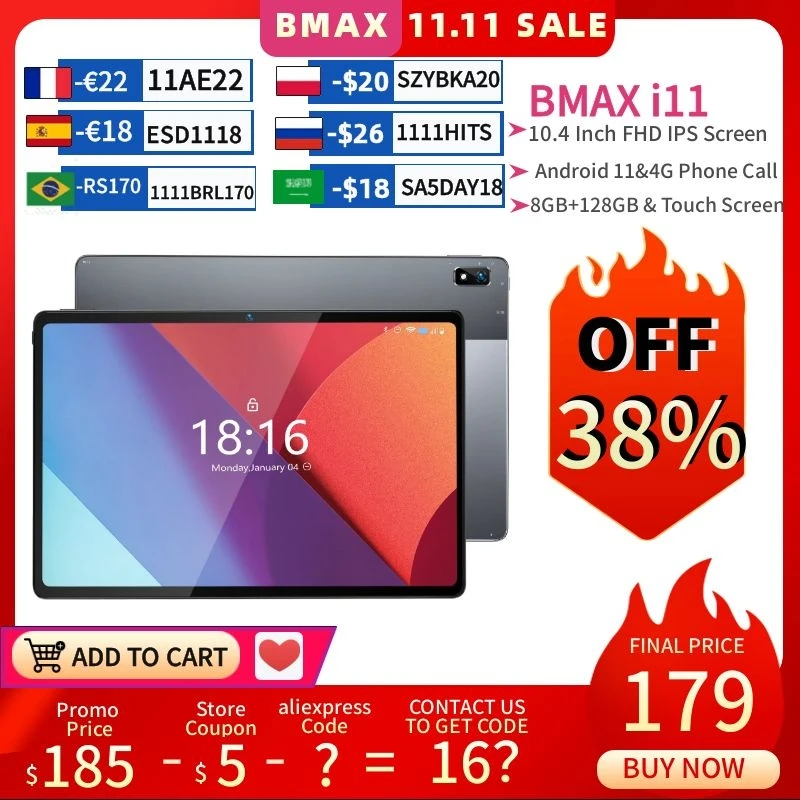Смартфон BMAX MaxPad i11 на Android 11 8 + 128 ГБ 10 4 дюйма 4G Lte | Компьютеры и офис