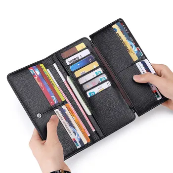 

WILLIAMPOLO multi-card holder leather anti-theft brush long Wallet Credit Card Holder Large Capacity Bank card holder