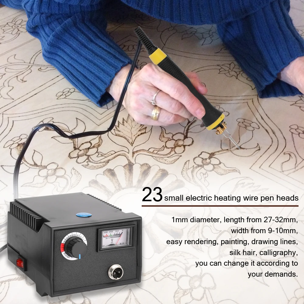 Adjustable Temperature Wood Burner Pyrography Pen Burning Machine Gourd  Crafts Tool Set With Wire Tips Cleaning Sponge 110v 30w - Electric  Soldering Irons - AliExpress