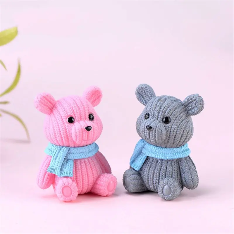Home decor accessories Cute plastic teddy bear miniature animal garden figurines