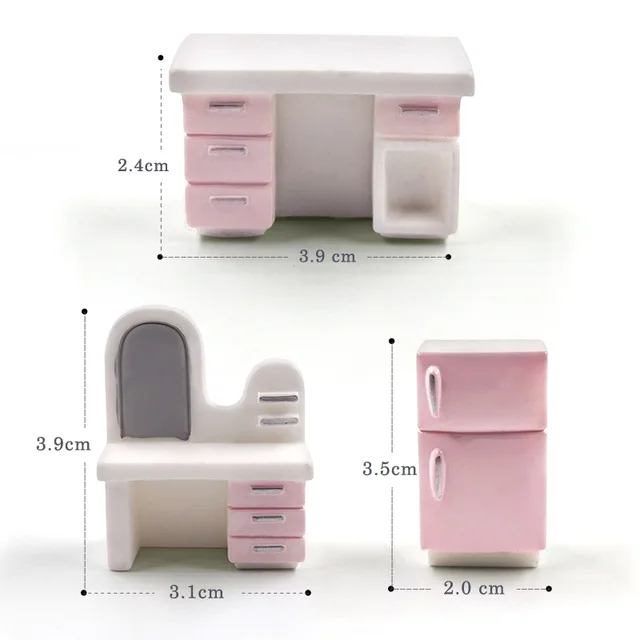 10pcs Pink Furniture House Figure Miniature model Figurines Decoration Dollhouse Toys Children Birthday Gifts DIY Accessories 6