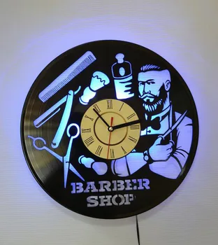 

Hairdressing Shop Barber Black Glue Clock Washing, Cutting and Blowing Hairdressing Tools Product Hanging Clock Home Decoration