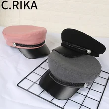 Осенне-зимняя мужская и женская винтажная хлопковая шапка из искусственной кожи в стиле милитари, женские модные Плоские береты, армейская шапка, Кепка Капитана